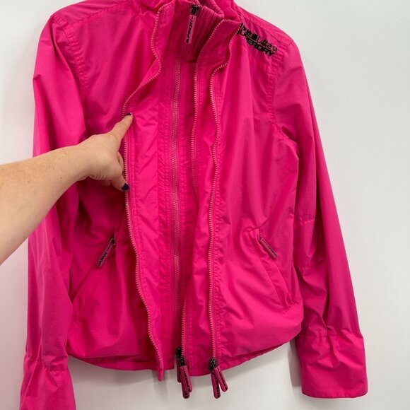 SUPERDRY Japan Hot Pink Black The Windcheater Mesh Lined Outdoor Jacket Medium - Picture 4 of 11